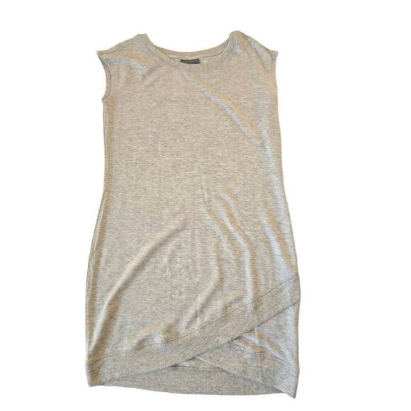 Athleta Womens Cross Hem Sleeveless Stretch Carefree Tee Dress Light Gray Small - Picture 4 of 13